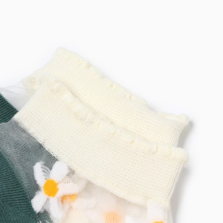 Women's socks shortened "daisies", white color, size 36-40-1