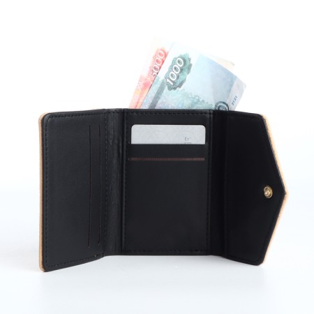 Women's wallet on the button, beige color-3