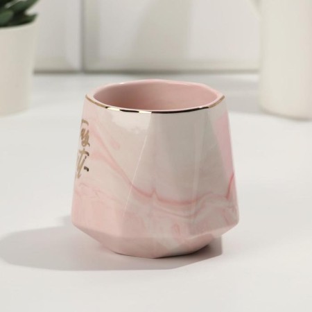 Ceramic mug Stay Beautiful Pink marble, 350 ml, pink color-1