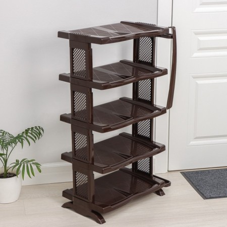 Shelf for shoes with a spoon, 5 tiers, 50 × 32.5 × 91 cm, brown color-2