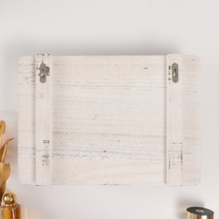 Decorative wood hooks with pocket and shelf "white aged" 10.5x28x18 cm-3