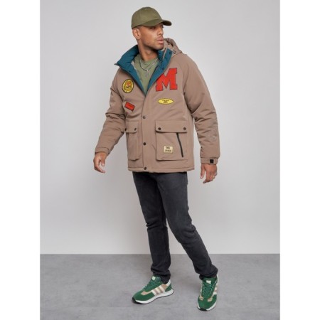 Winter male jacket, size 56, brown color-9