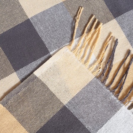 Picnic blades 140x200cm, white/beige/gray color, cotton 20%, pan 40%, polyester 40%-2
