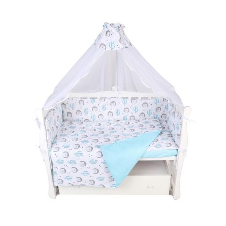 Pino in a crib, hedgehog print