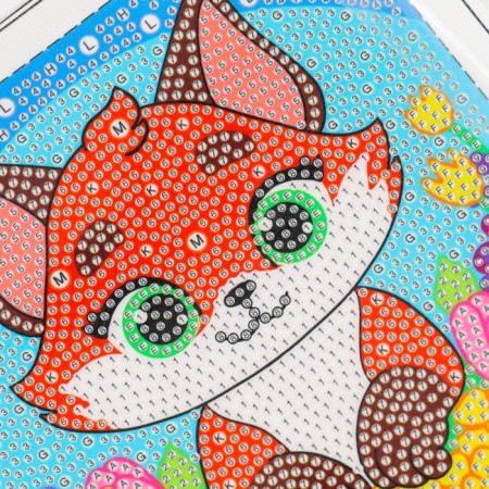 Diamond mosaic 15x15 on a frame with different rhinestones "Fox"-6