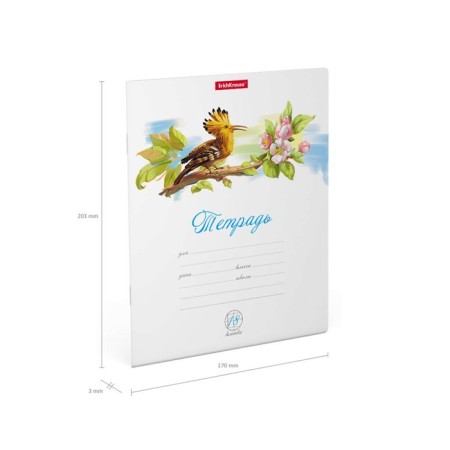 Notebook of 18 sheets in the Erichkrause Birds cage, cover coated cardboard, offset unit, whiteness 100%, mix-8