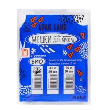 Garbage bags with handles 30 l Upak land, PND, thickness 14 microns, set 30 pcs