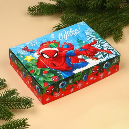 The box is folding, "Happy New Year", 21 x 15 x 5 cm, spider-man-7