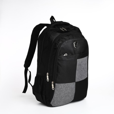 Youth backpack from textiles, 2 departments, 4 pockets, black color-2
