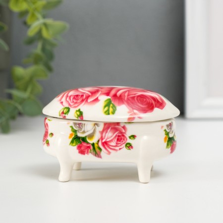 Coramics box on the legs "velvet roses" 6.1x7.7x4.8 cm-4