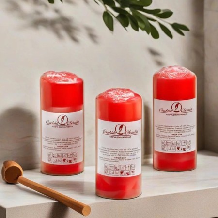 Candle cylinder, 4x9 cm, set 3 pcs, 11 hours, red-3