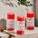 Candle cylinder, 4x9 cm, set 3 pcs, 11 hours, red