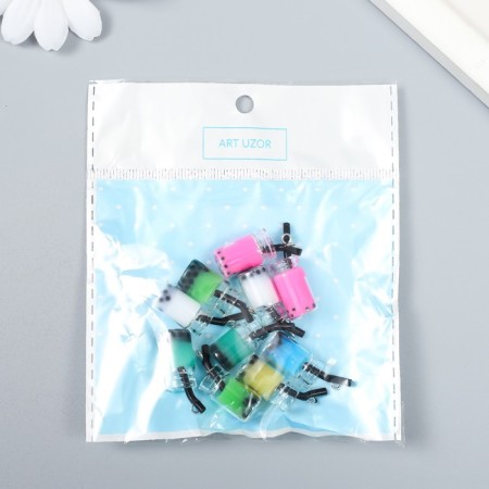 Decor for creativity Glass, plastic "Jars with a smoothie with a loop" mix 1x1x2.4 cm-3