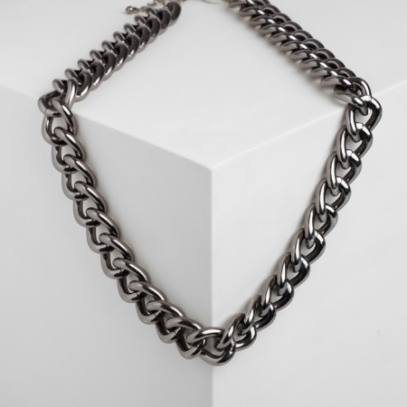 The necklace "volumetric chain" is small, the color is gray, 50 cm