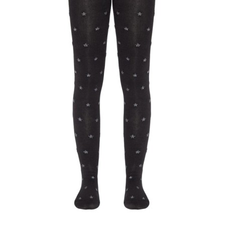 Children's tights with stars from Lurex Conte Kids Tip-Top, height 140-146 cm, black color