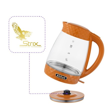 Electric kettle KitFort KT-6123-4, glass, 2 l, 2200 watts, orange-3
