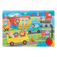 Wooden puzzle with a chip 