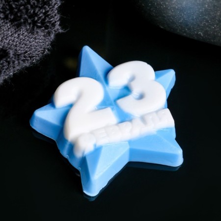 Figure soap "February 23 on the star" Small, Blue with Bely, 15g