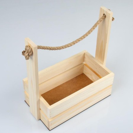 Wooden Kashpo 28 × 15 × 30 cm "Arm", handle rope, natural pine-3