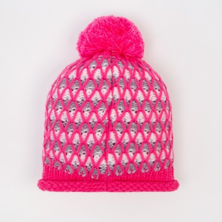A hat for a girl, the color is bright pink/light gray, size 52-54-2