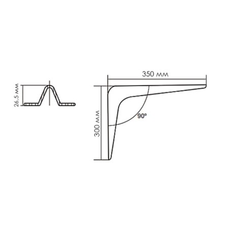 Bracket, 350x300x1 mm, white, 1 pc.-3