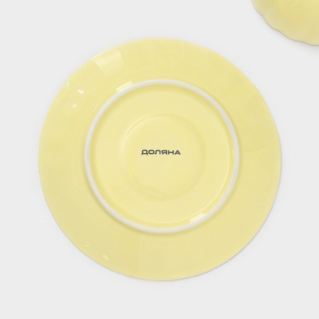 Service Porcelain Tea Daulay "Vivien", 12 objects: 6 cups 200 ml, 6 saucer d = 15 cm, yellow color-6