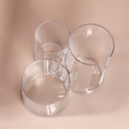 Organizer for cotton sticks and disks, with a lid, 3 sections, 14 × 14 × 13 cm, the color is transparent-6