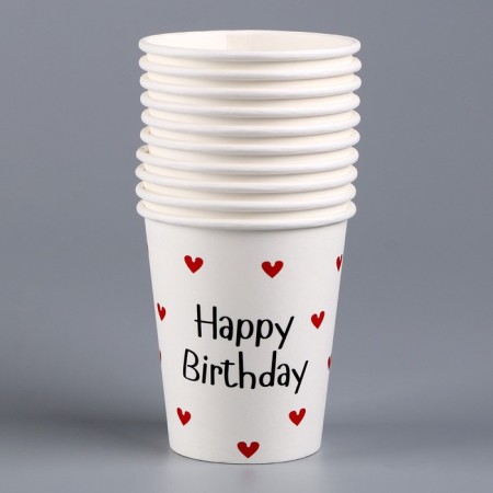 A one -time paper glass "Happy Birthday", 250 ml-3
