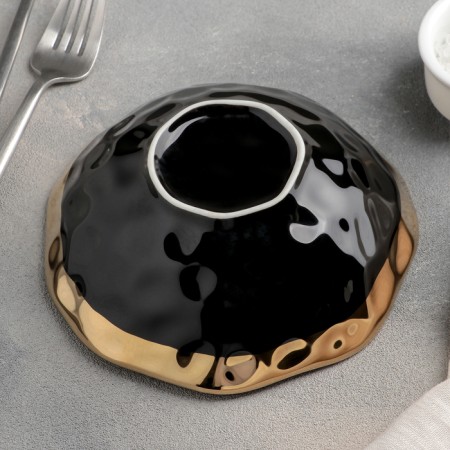 Ceramic SALATOR "Yin and Yang", 450 ml, D = 15 cm, black color-2