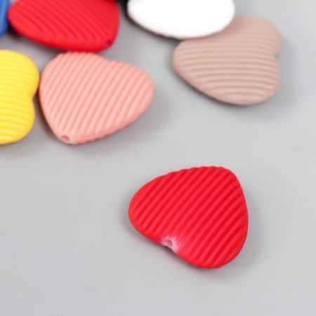 Acrylic beads "ribbed hearts" set 10 pcs mix 0.6x2.4x2.2 cm-2