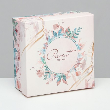 Folding box, "spring wreath" 10 x 10 x 5 cm