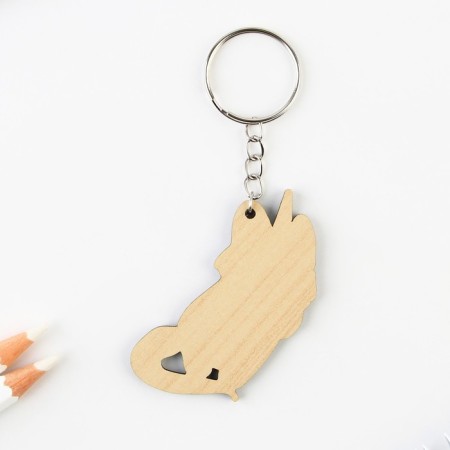 Key keychain wooden "Corgi Unicorn" 4.7 x 6 cm-3