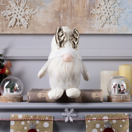 LED figure "White Gnome" 20 × 24 × 10 cm, textiles, batteries AG10x3, glow warm white-1
