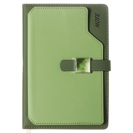Organizer on the rings A6+, 80 sheets, leatherette, with a knife, a line, with a handle, in a gift box, green-2