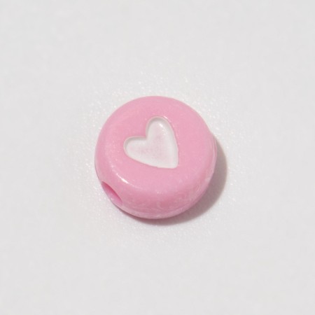 Acrylic bead "heart", 7 × 4 mm, (set 10 g), white-pink color-1
