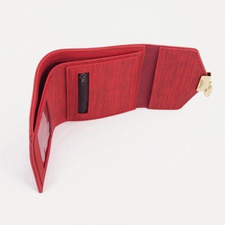 Women's wallet on the button, red color-3