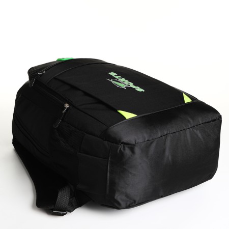 Youth backpack with a zipper, 4 pockets, black/green color-4