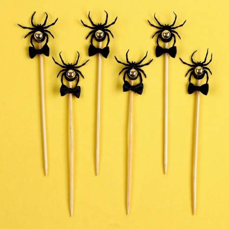 Spiders skewers, with a bow, in a set of 6 pieces-2