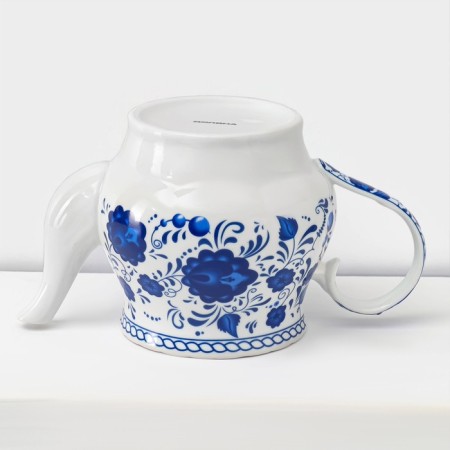 Service Ceramic Tea Dolyana "Russian Disor", 13 items on a stand: 6 cups 210 ml, 6 saucers, kettle-4