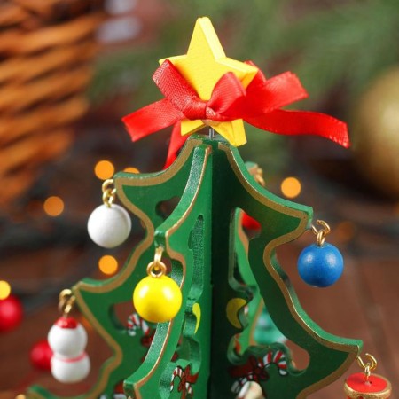 Souvenir New Year's "Christmas tree on the stand", with a gold contour, 17 cm, mix-3