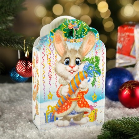 Gift box "Hare-Kot" White, 16.8 x 7 x 25 cm