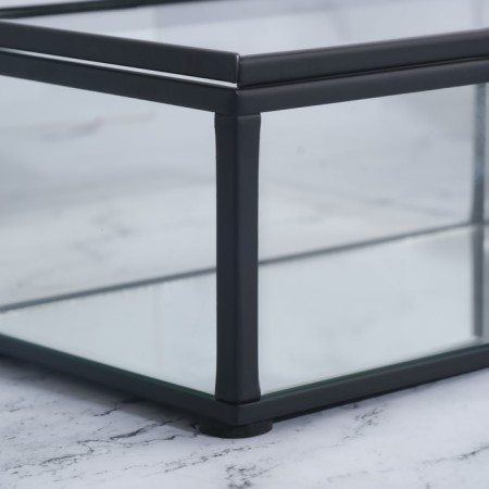 Organizer for storage, 1 section, with a lid, glass, with a mirror base, 17 × 10.5 cm, the color is transparent/black-8