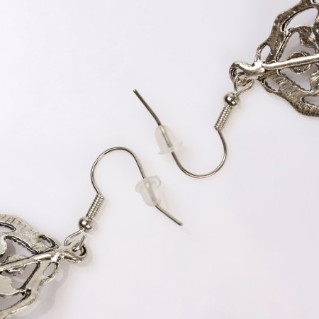 Earrings Assorted "drop" elegance, openwork, black color in black silver-2