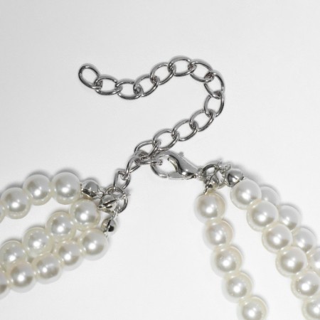 The necklace "Pearls", beads No. 6, milk color in silver, 38 cm-1