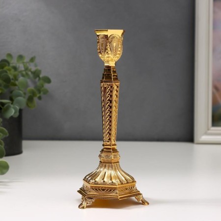 Summary Metal for 1 candle "Pattern" gold 19.8x8x8 cm-1