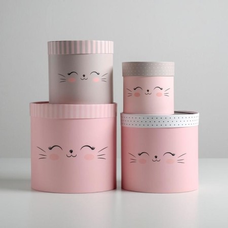 A set of boxes of thin cardboard 4 in 1, gift packaging, "muzzle", 12 x 12 - 20 x 20 cm-2