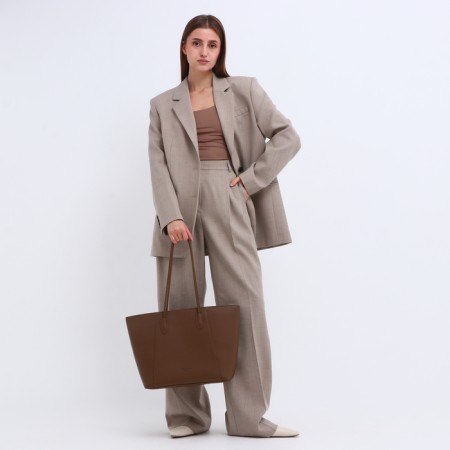 Bag Women's Shoper with zipper, brown color-5
