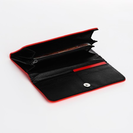 Women's wallet on the button, red color-3