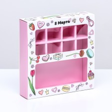 Box for 8 sweets + chocolate, with a window, 