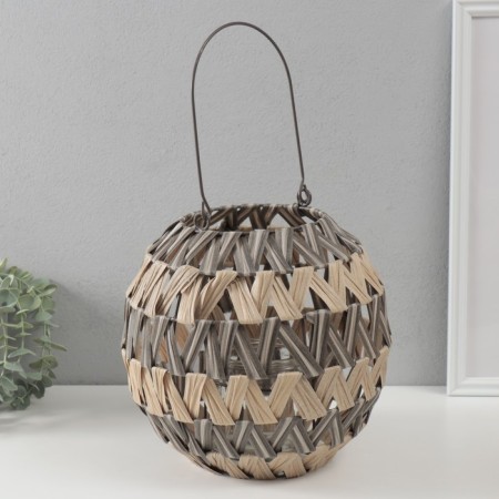 Climber Plastic for 1 candle "zigzag strips" gray-beige 13x27x25 cm-1